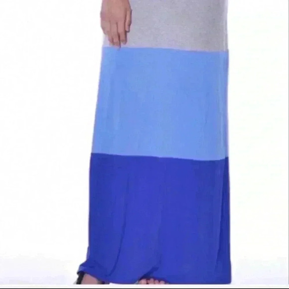 NEW color block maxi skirt with gray, light blue, and royal blue colors! - Picture 3 of 4